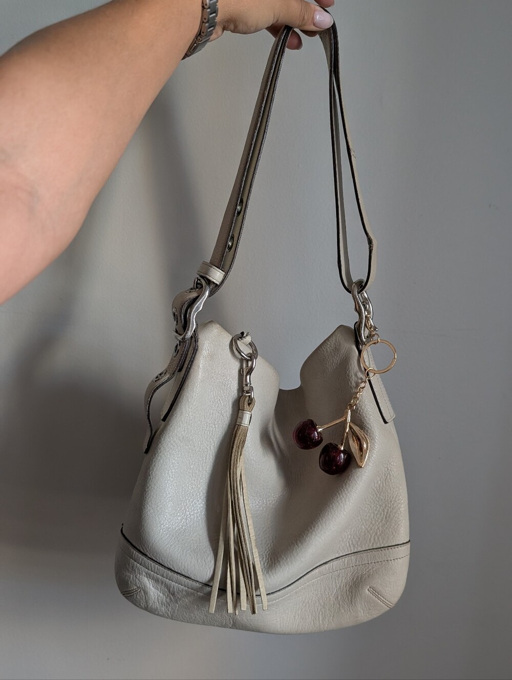 Cream Coach shoulder Bag